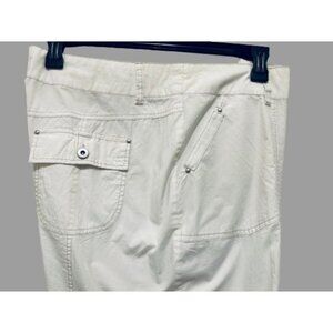 Women's TOSCANE Size 14 White Cotton Pants with 5 Pockets